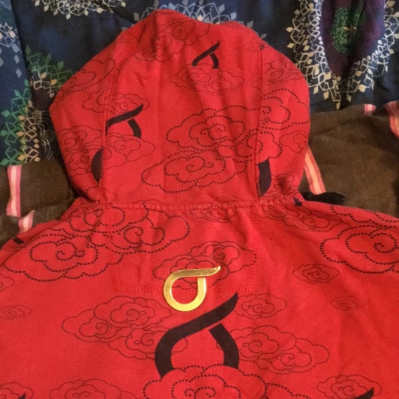 ORISUE 2-Pocket Zip Up Red Black Hooded Sweatshirt $78 EUC Men’s M - Picture 6 of 8